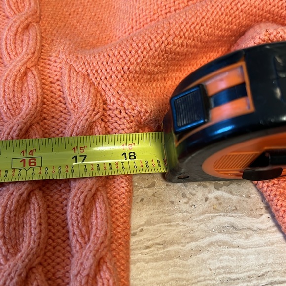 Women's Orange Hand Knited button up cable cardigan Size 8/ 10 - Picture 6 of 8